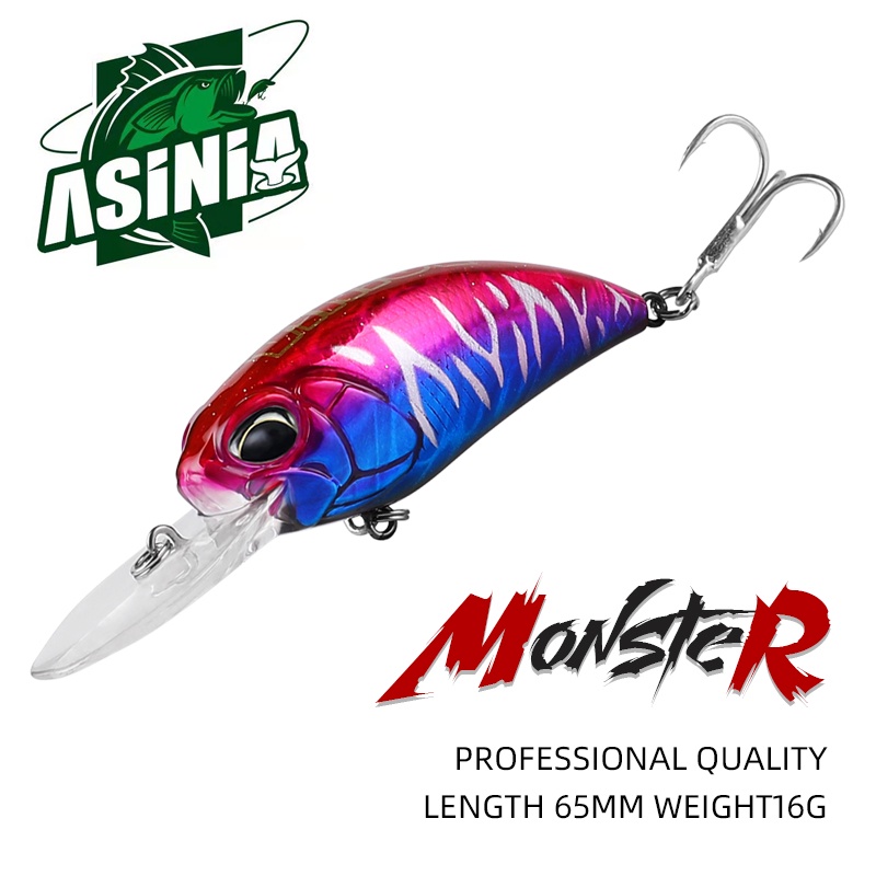 Asinia ใหม่ เหยื่อตกปลา แบบแข็ง 65 มม. 16 กรัม 10-12 ฟุต 2.8-3.2 เมตร 10 สี