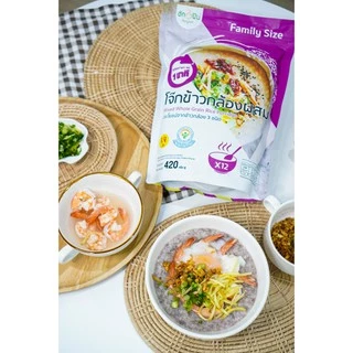 โจ๊กข้าวกล้องผสม 3ชนิด ข้าวกล้องหอมมะลิ ข้าวกล้องไรซ์เบอร์รี่ ข้าวกล้องหอมแดง บรรจุ 420ก.