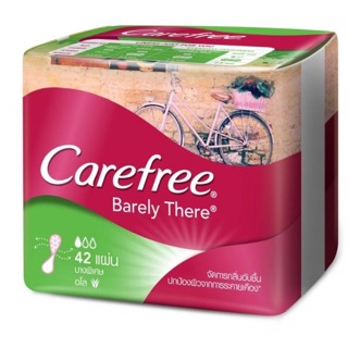 🔥4ห่อ🔥 แคร์ฟรี ผ้าอนามัย แบร์ลี่แดร์อโล 42ชิ้น X 4 Carefree Barely There Aloe 42s x 4