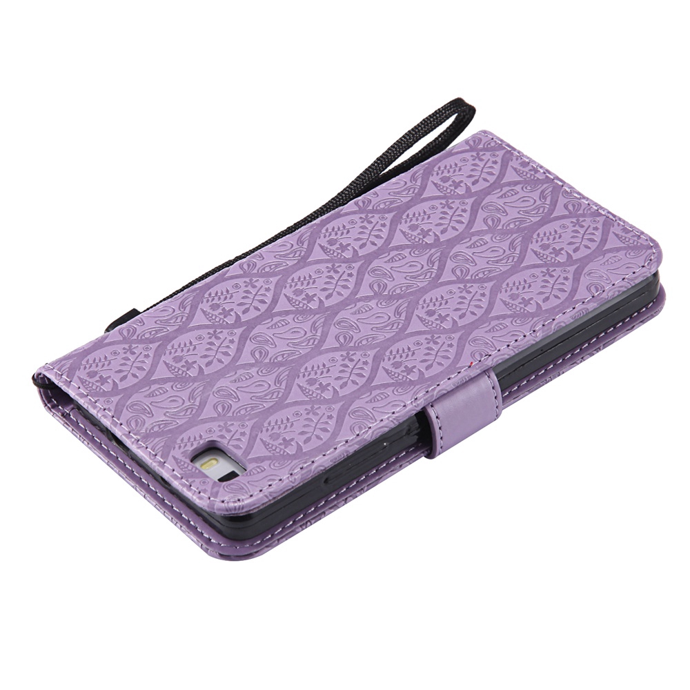 Fashion 3D Embossed Rattan Flower Flip Cover Huawei P8 Lite PU Leather Casing Huawei ALE-L21 Magnetic Buckle Lanyard Wallet Case #6