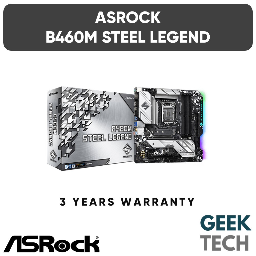 ASROCK B460M Steel Legend mATX เมนบอร์ด - รองรับโปรเซสเซอร์ Intel 10th Gen LGA1200
