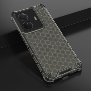 เคส Vivo T1 5G ฮาร์ดเคสกันกระแทกเคสโทรศัพท์ Honeycomb Clear Shockproof Silicone Back Cover Vivo T1 5G Case