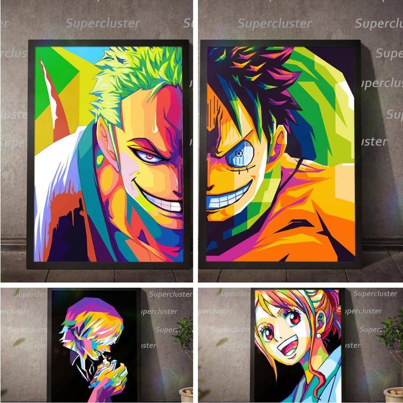 One Piece Wall Art ภาพวาดผ้าใบ Luffy Zoro Boa hancock โปสเตอร์ Wall พิมพ์ภาพตกแต่งบ้าน