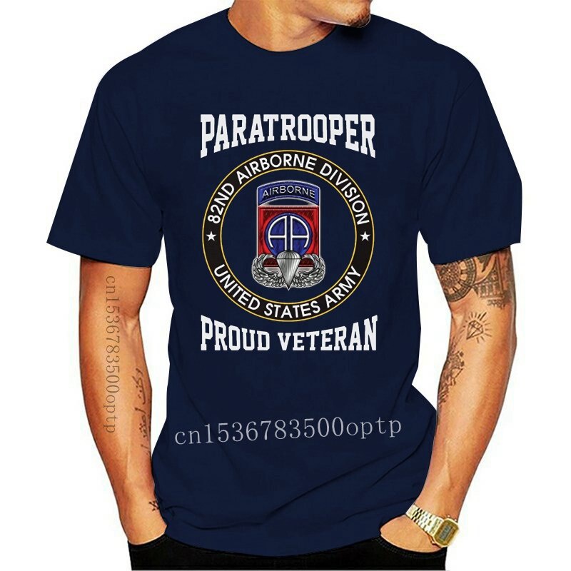 เสื้อยืดผ้าฝ้าย พิมพ์ลาย 82Nd Airborne Division Proud Paratrooper Veteran แฟชั่นฤดูร้อน สําหรับผู้ชา