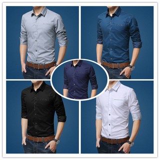 👔คุณภาพเกินราคา เสื้อเชิ้ตแขนยาวสีพื้นคุณภาพเยี่ยม 👔 Mens Business Shirt T12103