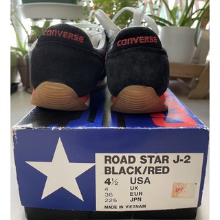 Used 🙌 Converse รองเท้าผ้าใบลำลองแบบเชือกผูก รุ่น Road Star J-2 สีดำแต่งดีเทลด้วยสีแดง