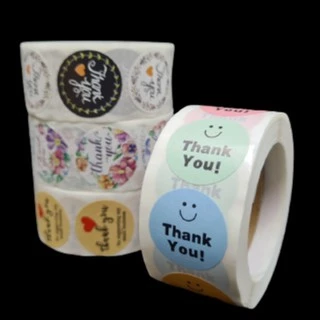 (350-500ดวง/1ม้วน) สติ๊กเกอร์ Thank you กว้าง 2.5 cm [ii]