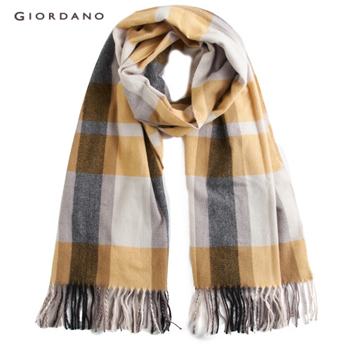 GIORDANO MEN Fringed contrast plaid scarf 01289005