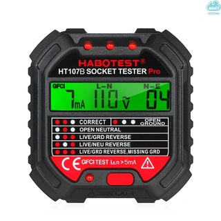 Mc Habotest Gfci เครื่องตรวจจับแรงดันไฟฟ้าพร้อมจอแสดงผล 90-250V Ht107B