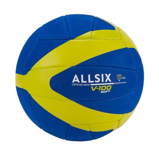 ลูกวอลเลย์ ALLSIX 200-220 g Volleyball for 6- to 9-Year-Olds V100 Soft - Blue/Yellow ลูกวอลเลย์บอลหนัก 200-220 กรัม