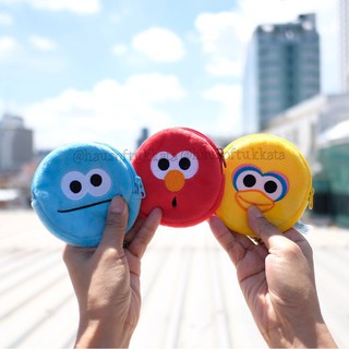 กระเป๋าใส่เหรียญ กลม หน้า Elmo เอลโม่ &amp; Cookie Monster คุกกี้ มอนสเตอร์ &amp; Big Bird บิ๊กเบิร์ด 4นิ้ว เอลโม Sesame Street