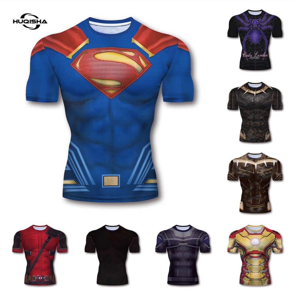 ใหม่เสื้อบีบอัด 3D พิมพ์เสื้อยืดผู้ชายแขนสั้นคอสเพลย์เครื่องแต่งกาย Fit เสื้อผ้าฟิตเนส Tee Tops