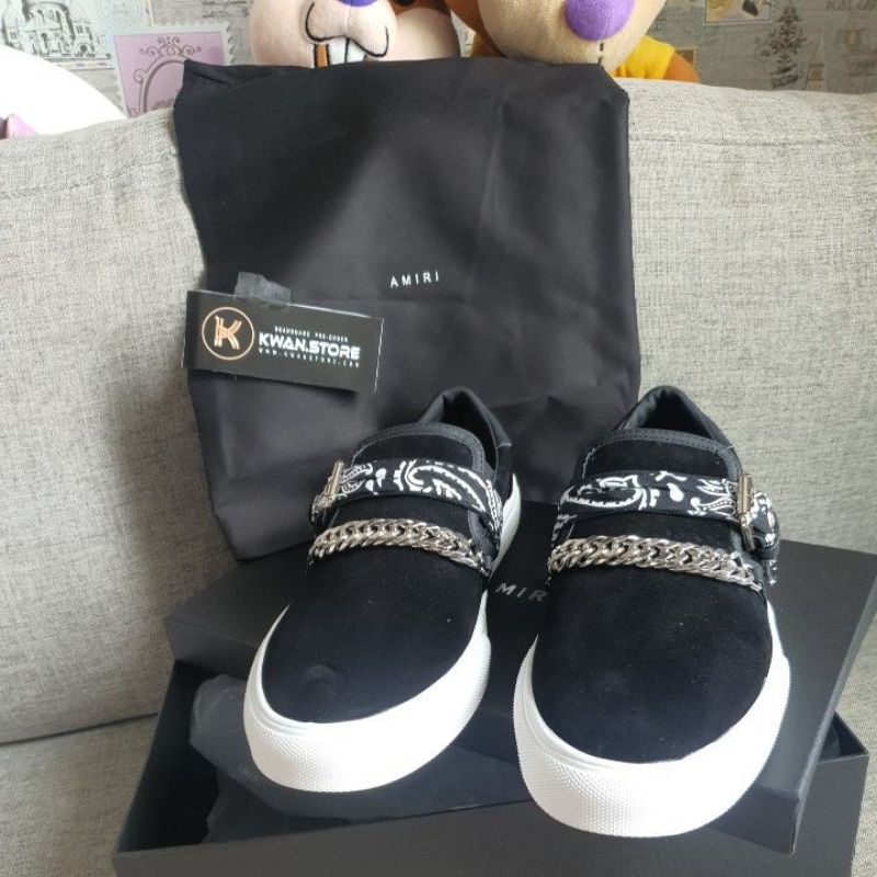 AMIRI Bandana Buckle Slip-On  Amiri Shoes รองเท้าผู้ชาย (รูปถ่ายวีดีโอจากสินค้าจริง)