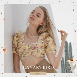 Hand.Originals เสื้อครอป Canary Bird ผ้าลินินแต่งลูกไม้, Canary Bird Crop Top