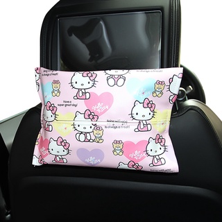 ชุดกล่องกระดาษทิชชู่ ลายการ์ตูน Hello Kitty น่ารัก แบบสร้างสรรค์ สําหรับรถยนต์