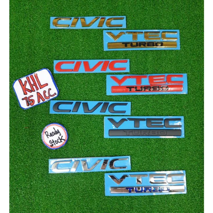 Civic fc vtec turbo ป้ายสัญลักษณ์สีดําทองด้าน