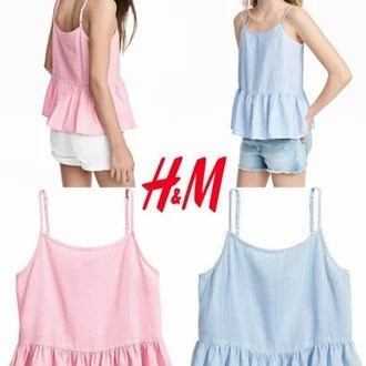 H&m MERAH H&M คอลเลกชันใหม่!!! Branded TANK TOP WOMAN - ORIGINAL STICK STRAP - สีชมพู