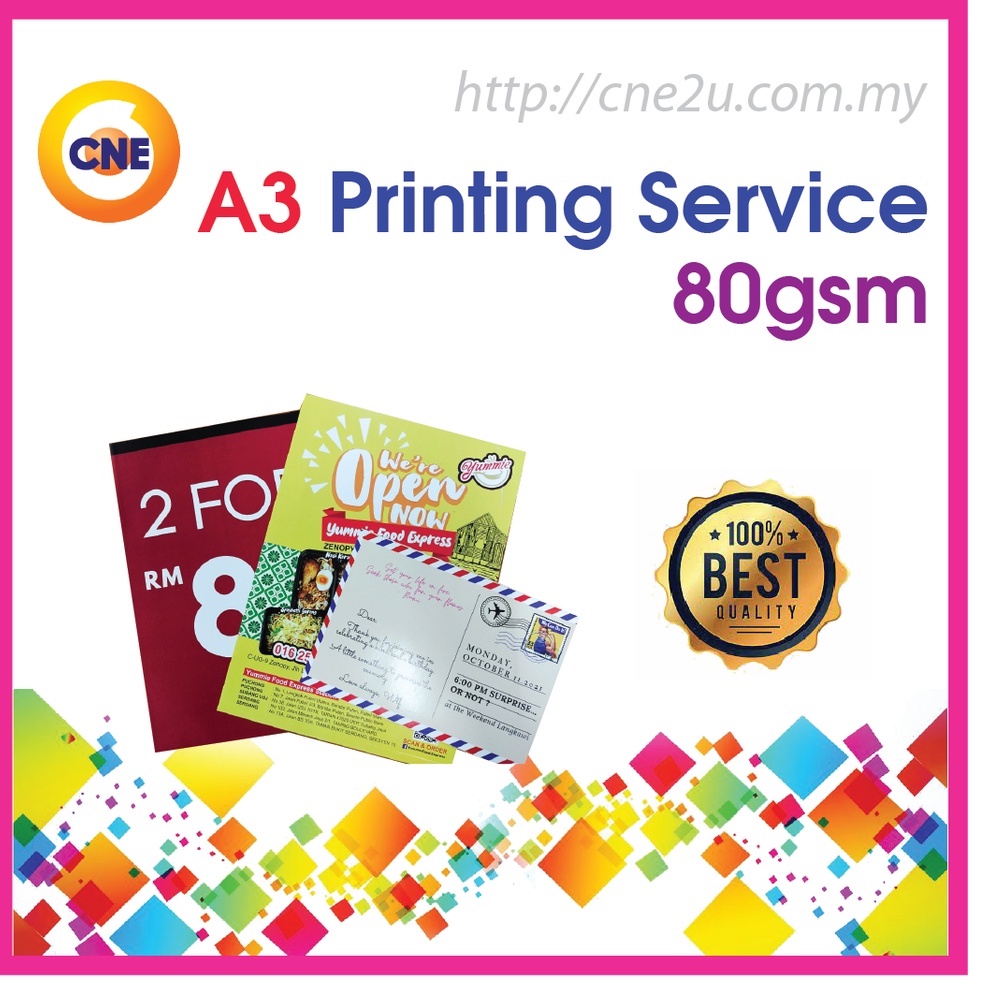 [PRINTING] A3 Printing A3 Copy Printing Service (เต็มสี, 80gsm, ด้านเดียว) พิมพ์เอกสาร A3 สี
