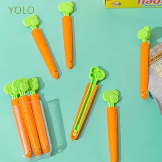 YOLO Cartoon Bag Clips Carrot Food Sealing Clip Food Saver Convenient 5PCS Kitchen Gadgets Durable Clamp With Refrigerator Magnet Box Sealer/Multicolor