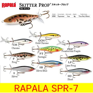 โปรพิเศษ เหยื่อปลอม RAPALA SURFACE SKITTER PROP(SPR-7) ขนาด 7 cm น้ำหนัก 8 g สินค้ามีจำนวนจำกัด