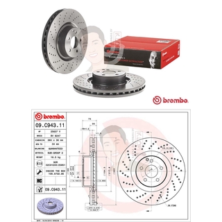 D09 C943 11 จานเบรค ล้อ F (ยี่ห้อ BREMBO) รุ่น HC Benz W220 S600 C215 S-Coupe 55AMG ปี2002-2005***ราคาต่อข้าง