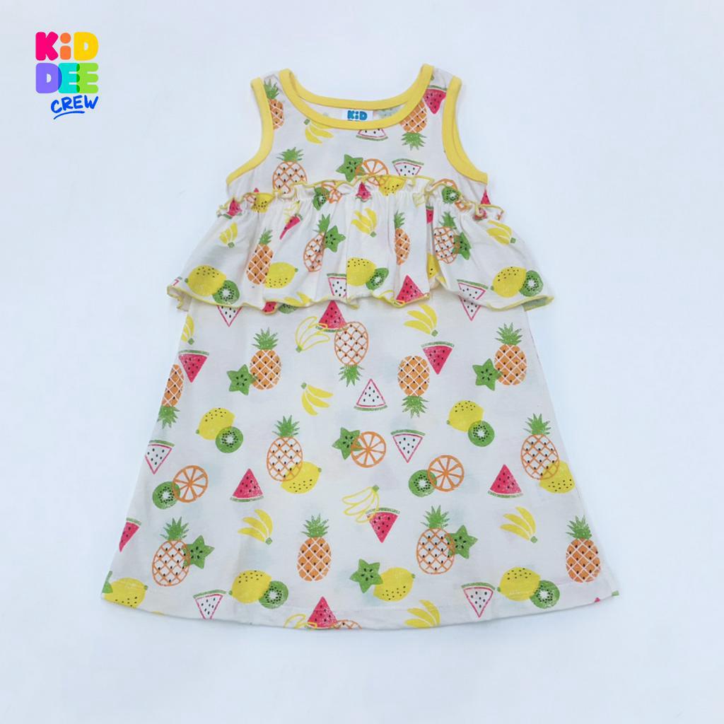 KiddeeCrew เสื้อเด็ก สีครีมลายผลไม้ระบายหน้าอก เหมาะสำหรับอายุ 1-8 ปี