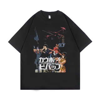 tshirtเสื้อยืดคอกลมฤดูร้อนเสื้อยืดโอเวอร์ไซซ์ พิมพ์ลาย Psycho Crucify "Cowboy Bebop" | สีดํา | เสื้อยืด ขนาดใหญ่ | เสื้อ