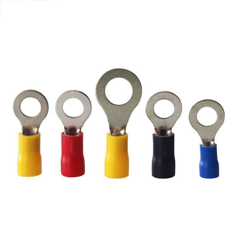 100pcs Rv1.25-6 สายไฟ lug rv2-4 แหวนเย็น pressed end rv2-5 วงกลม pre ฉนวน terminal ลวดเชื่อมต่อ