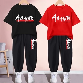 #H217+K217Bชุดเซ็ทเด็กเสื้อยืด+กางเกงขายาว ใส่ได้ทั้งเด็กชายและเด็กหญิง ลายสวยแฟชั่งนานาชาติ