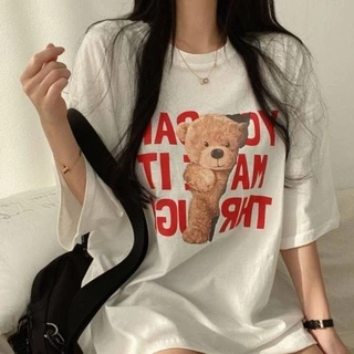 SALABO(พร้อมส่ง)เสื้อยืดแขนสั้น ลายหมี ผ้านิ่ม เด้ง ใส่สบาย สไตล์เกาหลี #KB03