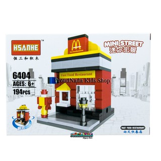 ProudNada Toys ของเล่นเด็กชุดตัวต่อเลโก้ร้านค้า HSANHE MINI STREET 6404