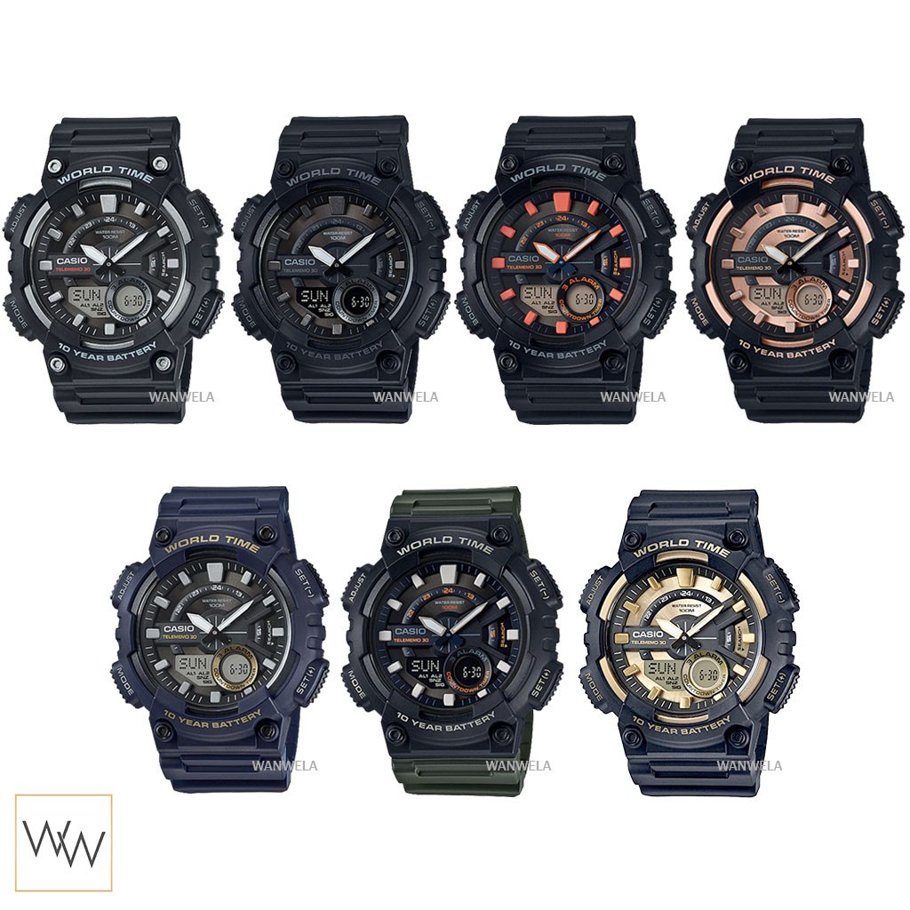 นาฬิกาข้อมือผู้หญิง นาฬิกาสมาร์ทวอช [ใส่โค้ดลดเพิ่ม] ของแท้ นาฬิกาข้อมือ Casio รุ่น AEQ-110W &amp; AEQ-110BW