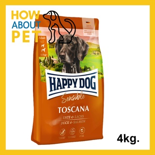 อาหารสุนัข Happy Dog Sensible Toscana อาหารสุนัขโต ทำหมัน และควบคุมน้ำหนัก สูตรเนื้อเป็ดและปลาแซลมอน 4กก. Sterilized Dog