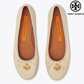 พร้อมส่งในไทย📦รองเท้า TORY BURCH Logo Charm Ballet Flat(หนังทั้งคู่)**ของเเท้