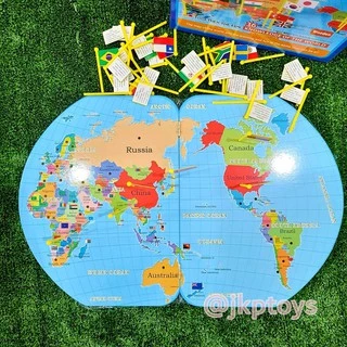 ส่งจาก ไทย แผนที่โลก ปักธงชาติ ธงชาติประเทศต่างๆ Map of The World and Nation Flag แผนที่โลกภาษา *อังกฤษล้วน