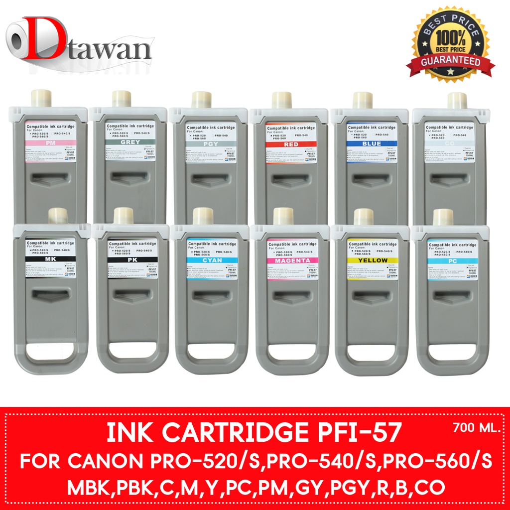 DTawan น้ำหมึกเติม Pigment กันน้ำ PFI-57 ปริมาณ 700 ML. สำหรับ Canon Image PROGRAF PRO 520/s PRO 540/s RRO 560/s #4