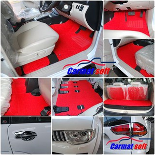 พรมไวนิลดักฝุ่น PAJERO SPORT 2010-2014 full option เต็มคัน 16 ชิ้น สีแดง เข้ารูป