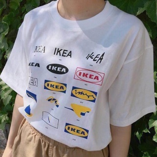 เสื้อยืดลาย IKEA เสื้อยืดผ้าฝ้าย 100%