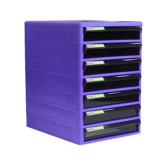 ตู้เอกสาร 7 ชั้น โครงสีม่วง ลิ้นชักใส ONE/7-tier file cabinet, purple frame, clear drawers ONE