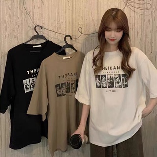 N88 SHOP เสื้อผ้าแฟชั่นผู้หญิงวัยรุ่นเสื้อยืดแขนสั้นสไตล์เกาหลี พิมพ์ลาย โอเวอร์ไซส์ สื้อยืดเสื้อคู่รัก ทรงหลวม837#