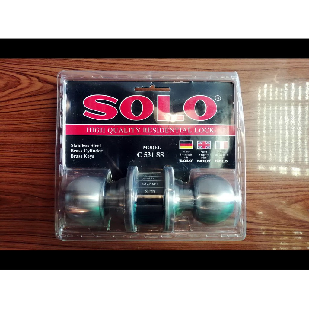 ลูกบิด ลูกบิดประตู ลูกบิดสแตนเลส ลูกบิดประตูห้องนอน ยี่ห้อ โซโล SOLO (รุ่น.C 531 SS) เกรดA (สินค้าแท
