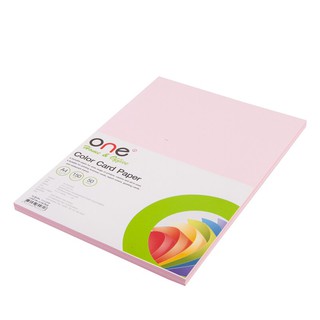 กระดาษการ์ดสี A4 150 แกรม สีชมพู (แพ็ค50แผ่น) ONE Color card paper A4 150 grams, pink (50 sheets pack) ONE