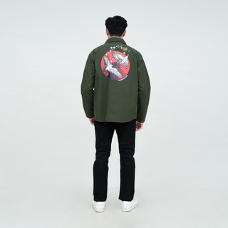 Houseofcuff Army Parka เสื้อแจ็กเก็ต พิมพ์ลายนกกระสา สําหรับทุกเพศ