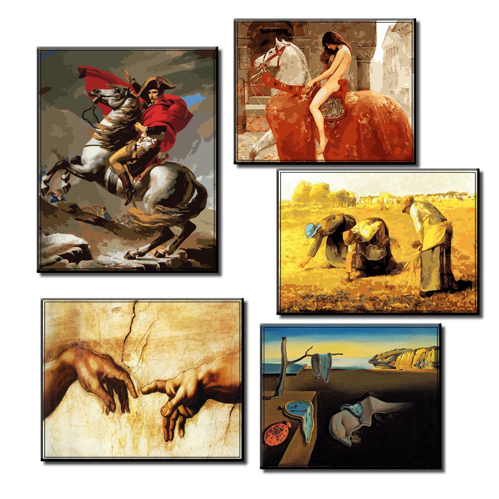40*50cm DIY ภาพวาดสีน้ำมัน ภาพระบายสีตามตัวเลข Paint By Numbers world famous painting B