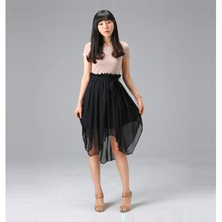 ชุดเดรสแฟชั่น แขนสั้น ผ้าคอตตอนยืด ผ้านุ่ม สีเนื้อน้ำตาล dress e900