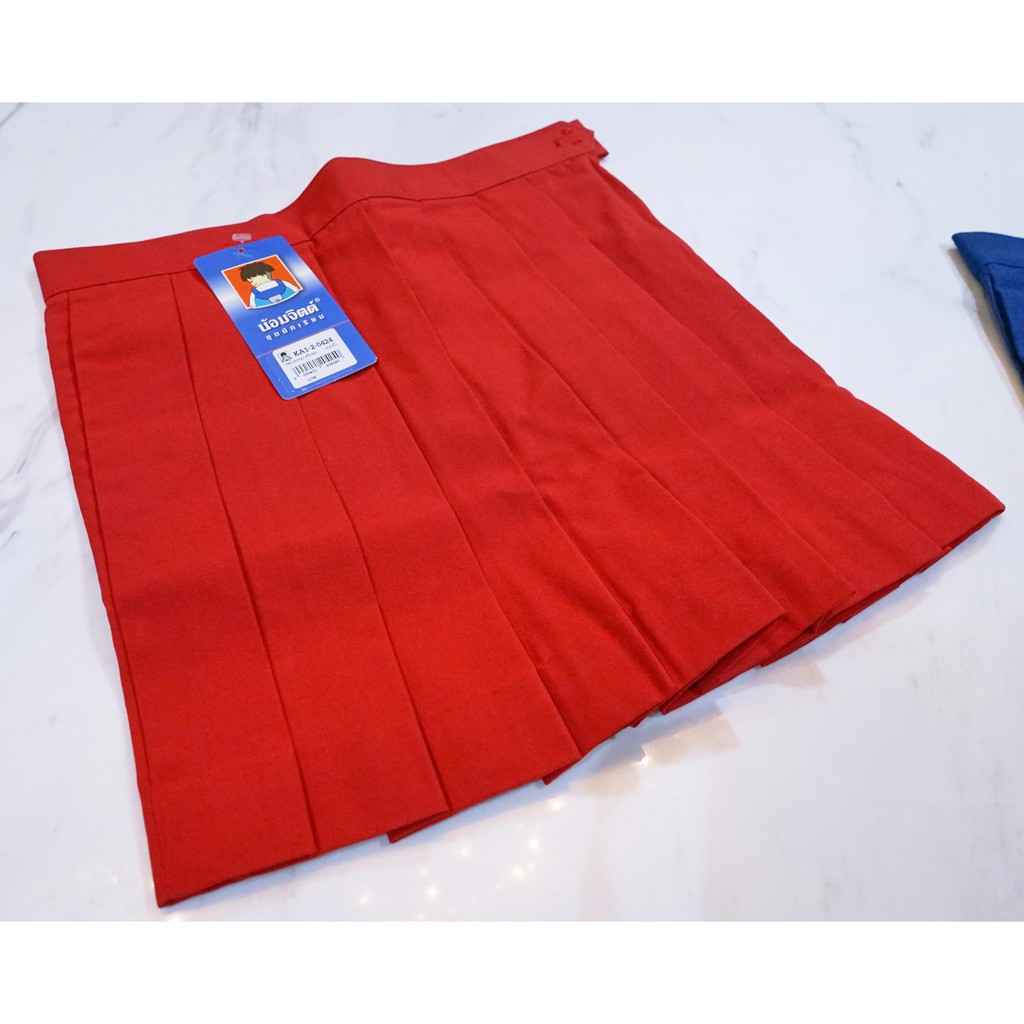 น้อมจิตต์ กระโปรงอนุบาล จีบรอบ KA1 สีน้ำเงินเข้ม/แดง/กรม