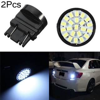 หลอดไฟเบรกท้ายรถยนต์ LED T25 3157 22SMD 1206 สีขาว 2 ชิ้น ☆Bjfranchiseamo