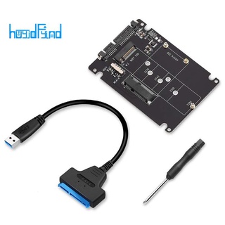 M.2 Ngff เพื่อ Msata To Sata 3.0 อะแดปเตอร์ Usb 3.0 To 2.5 Sata ฮาร์ดดิสก์ 2 In 1 อุปกรณ์แปลงการ์ดพร้อมสายเคเบิ้ลสําหรับ Pc Laptop