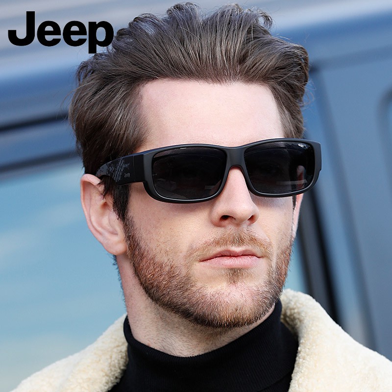 Jeep สายตาสั้นโพลาไรซ์สวมกรอบแว่นตาแว่นกันแดดด้านบนสำหรับผู้ชายและผู้หญิงชุดแว่นกันแดดขับรถแว่นกันแดดกรอบใหญ่ไฟคลิป