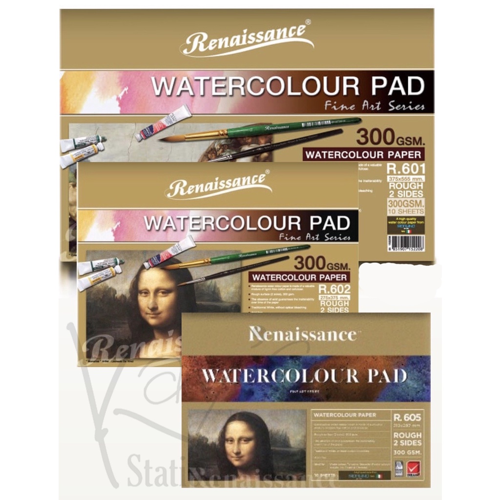 Renaissance Watercolour Pad เรนาซองซ์ กระดาษวาดเขียน สีน้ำ 300 แกรม ชนิดหนาผิวหยาบ 2 ด้าน (R.601 R60